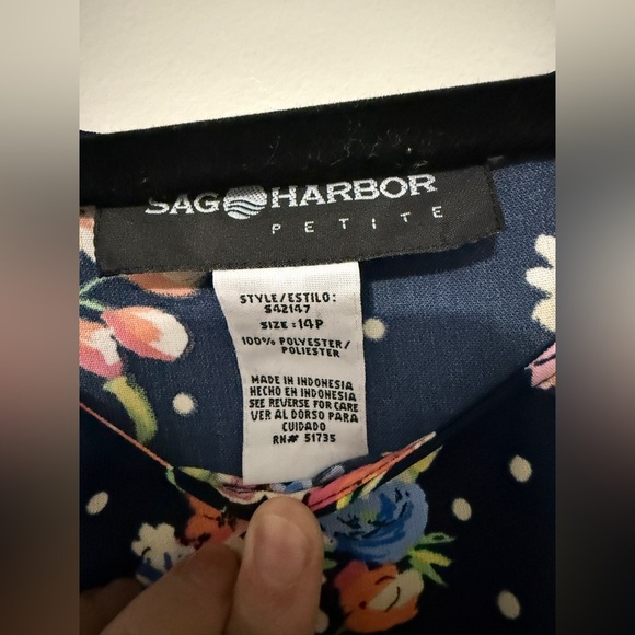 Sag Harbor Vintage Navy Floral Dress Size 14 PETITE - Picture 4 of 6